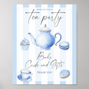 Affiche Tea Party Baby shower Livres cartes et cadeaux