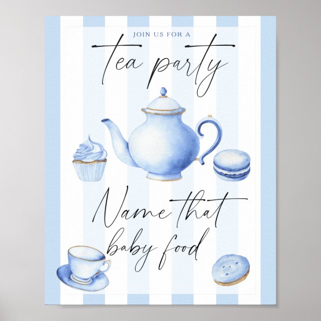Affiche Tea party baby shower - nom de l'aliment pour bébé (Devant)