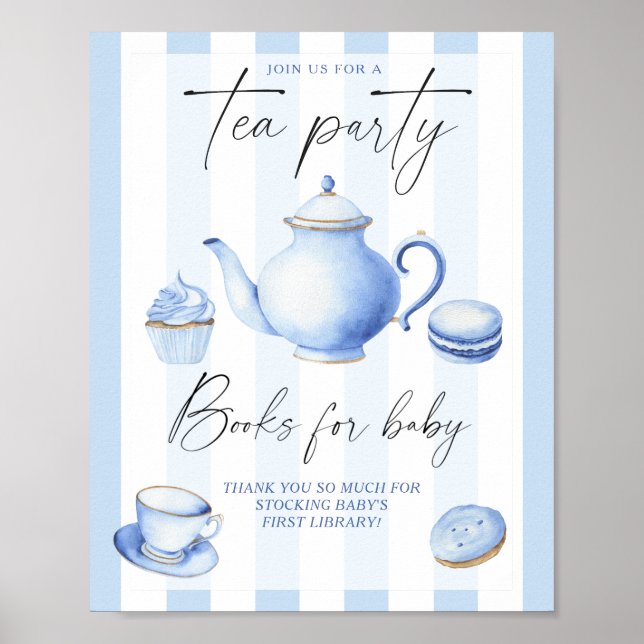 Affiche Tea Party Boy Baby showers pour bébé (Devant)