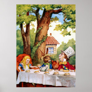 Affiche Tea Party de Mad Hatter d'Alice au pays des mervei