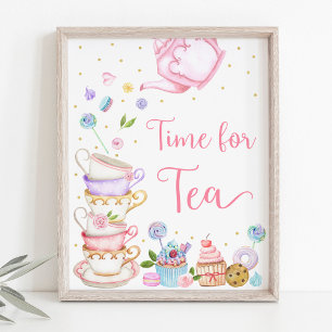 Affiche Tea Party Pink pour l'anniversaire du thé