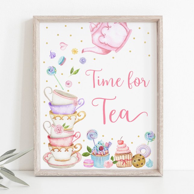 Affiche Tea Party Pink pour l'anniversaire du thé (Créateur téléchargé)