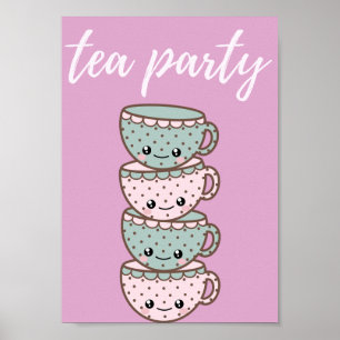 Affiche Tea Party rose