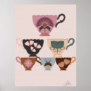Affiche Tea-up de la renaissance de Rococo Charme Vintage