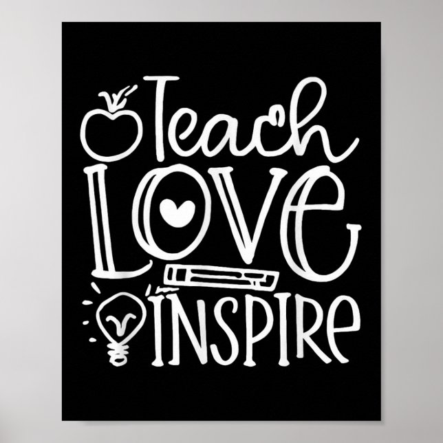 Affiche Teach Love Inse Retro Teacher Kids Back To School  (Devant)