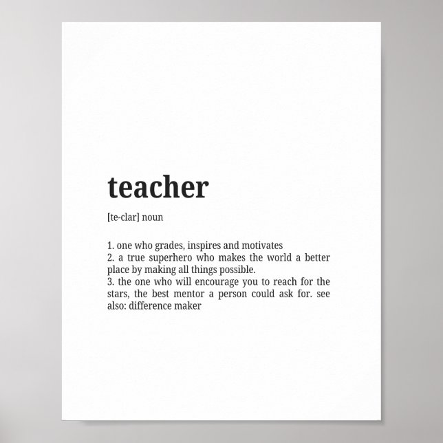 Affiche Teacher Definition Dictionary Wall Art (Devant)