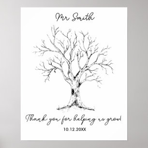 Affiche Teacher fingerprint hand drawn tree "help us grow!
