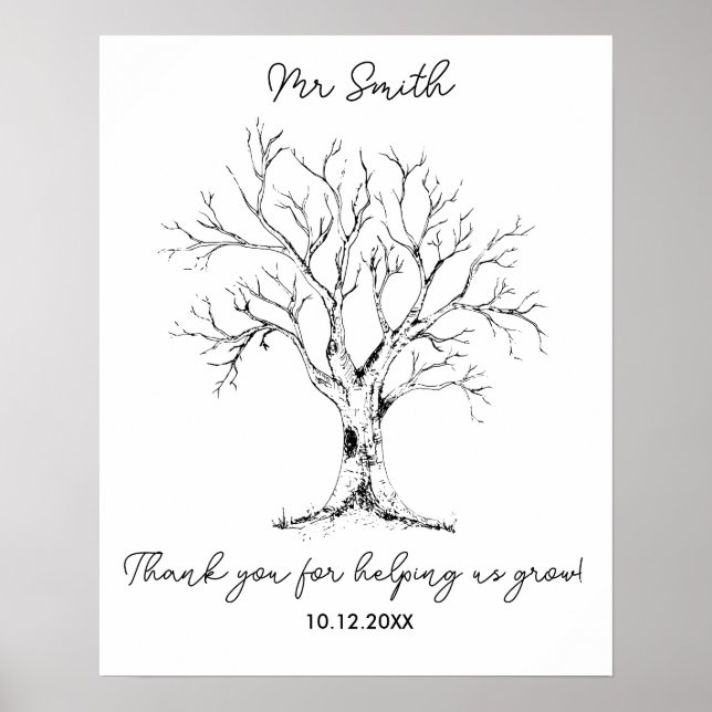Affiche Teacher fingerprint hand drawn tree "help us grow! (Devant)