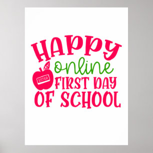Affiche Teacher's Day Happy Online First Day Of School