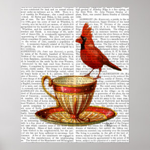Affiche Teacup Et Cardinal Rouge