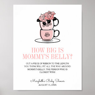 Affiche Teacup & Flowers Baby shower Mommy's Belly Jeu
