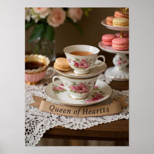 Affiche Teacups, plateaux en gradins macarons reine des co