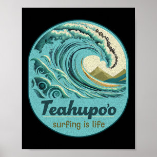 Affiche Teahupoo Surfing Polynésie française Tahiti Teahup