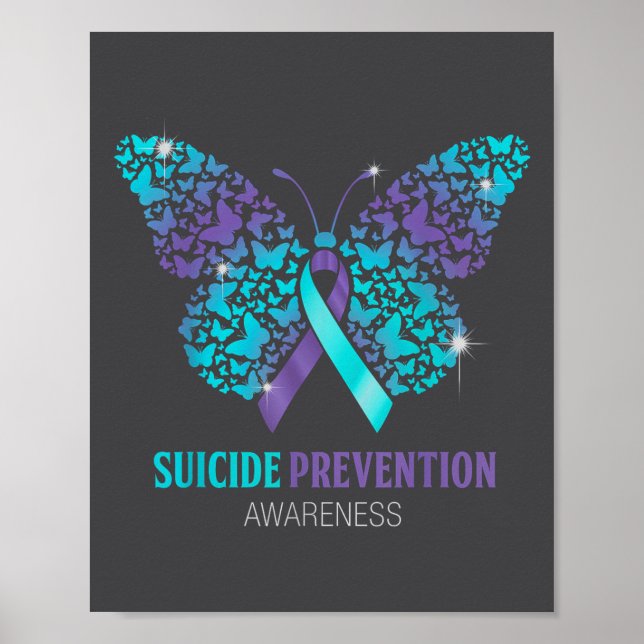 Affiche Teal And Purple Butterfly Suicide Prevention Aware (Devant)