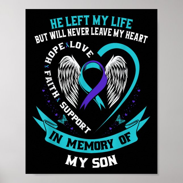 Affiche Teal And Purple Suicide Awareness Ribbon In Memory (Devant)