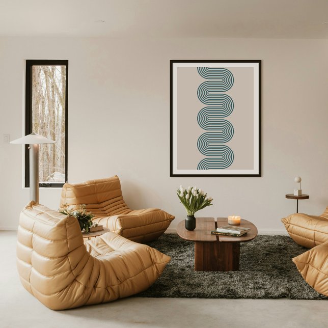 Affiche Teal Lombard Wavy Lines Modern Minimal Art Print (Créateur téléchargé)