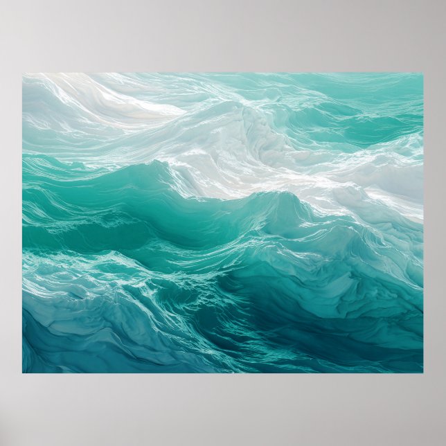 Affiche Teal Ocean Waves Abstract Dream  (Devant)