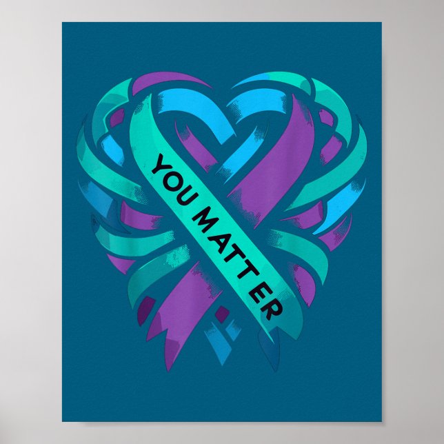Affiche Teal Purple Heart You Suicide Prevention Awareness (Devant)