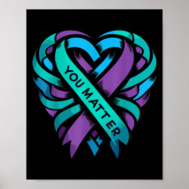 Affiche Teal Purple Heart You Suicide Prevention Awareness (Devant)