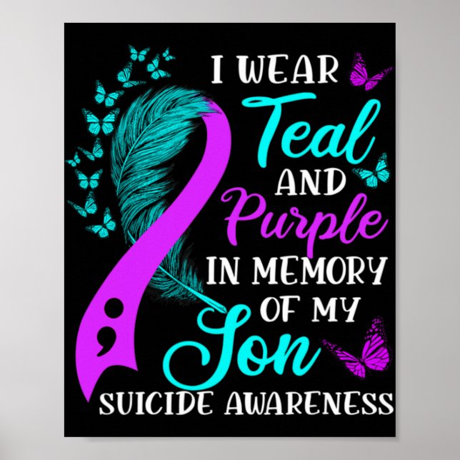 Affiche Teal Purple In Memory Of My Son Suicide Awareness  (Devant)