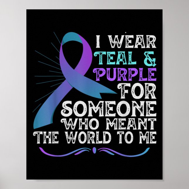 Affiche Teal Purple Ribbon For Suicide Prevention Awarenes (Devant)