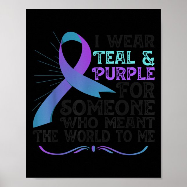 Affiche Teal Purple Ribbon For Suicide Prevention Awarenes (Devant)