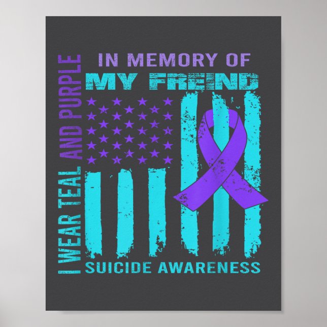 Affiche Teal Purple Ribbon Suicide Awareness Flag Freind B (Devant)