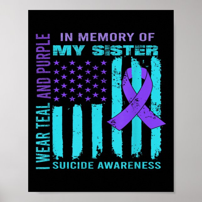 Affiche Teal Purple Ribbon Suicide Awareness Flag Sister B (Devant)