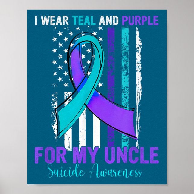Affiche Teal Purple Ribbon Suicide Awareness Flag Uncle  (Devant)
