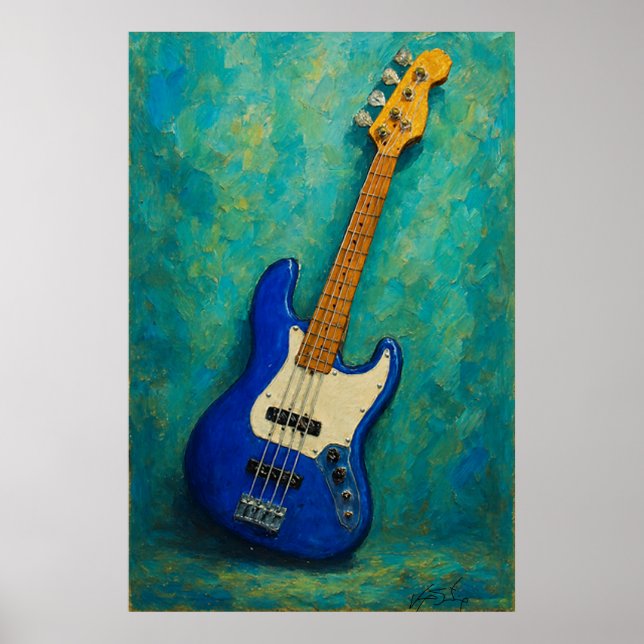 Affiche Teal Tones Bass - Abstract Electric Guitar (Devant)
