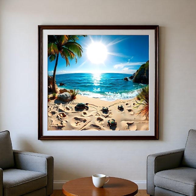 Affiche Teal Watercolor Sea Turtle Coastal Zen (Créateur téléchargé)