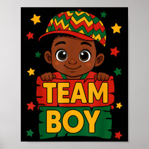 Affiche Team Boy Black Kids Gender Reveal Baby Annonce