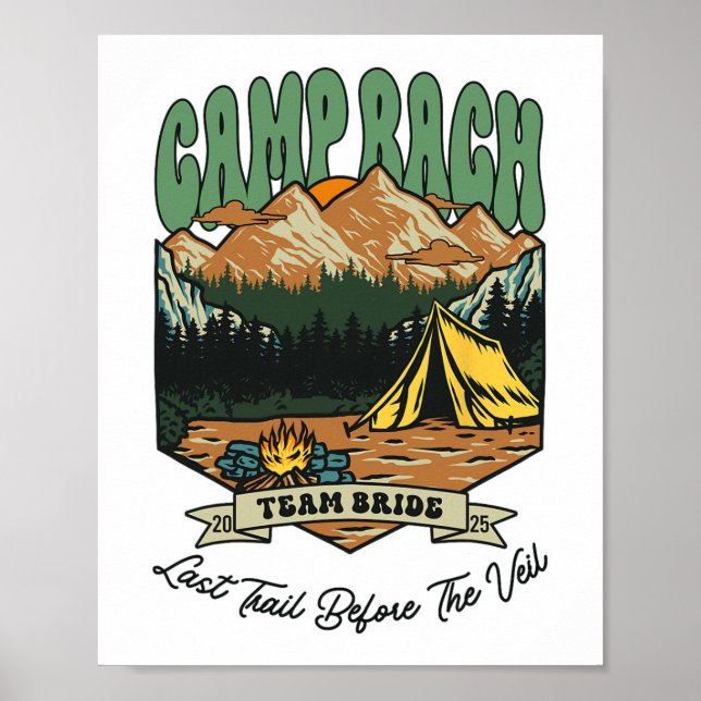 Affiche Team Bride Retro Camp Bach Camping Bachelorette Es (Devant)