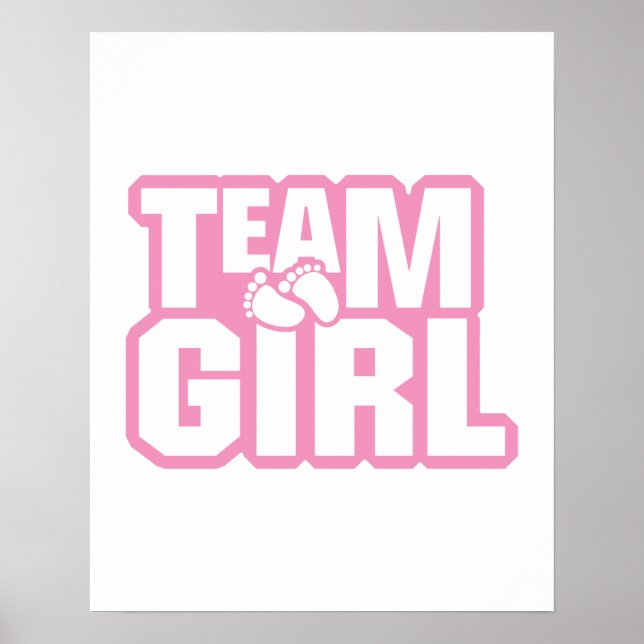 Affiche Team Girl Baby shower Genre Revela Party Rose (Devant)