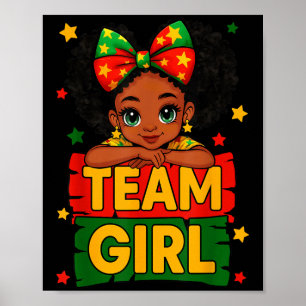 Affiche Team Girl Black Kids Gender Reveal Baby Annonces