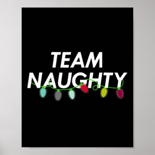 Affiche Team Naughty Nice Funny Holiday Noël T Père Noël