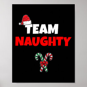 Affiche Team Naughty Nice Funny Vacances Noël T Chemise