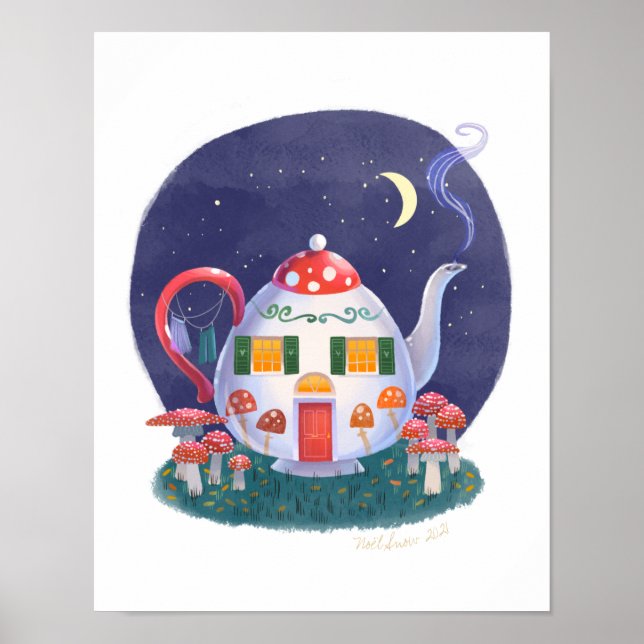 Affiche Teapot de champignon Art Imprimer (Devant)