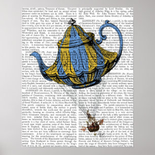 Affiche Teapot volant 3 bleu et jaune