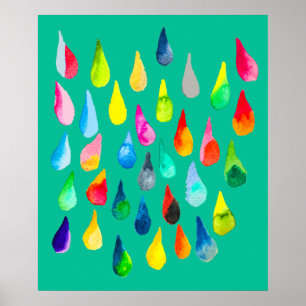 Affiche Teardrops watercolor colorful whimsical