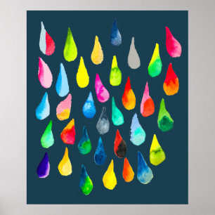 Affiche Teardrops watercolor colorful whimsical