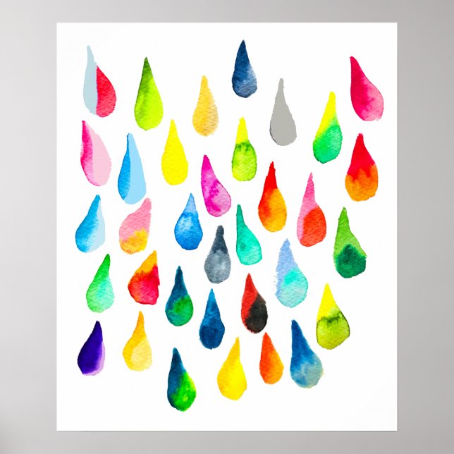 Affiche Teardrops watercolor colorful whimsical (Devant)