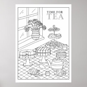 Affiche Teatime Tea Party Qualité do-it-yourself Colorier