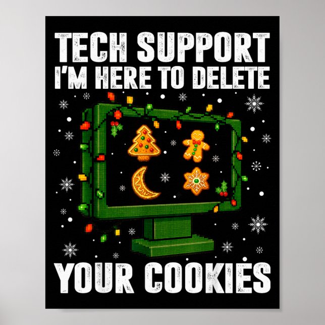 Affiche Tech Support Supprimez Vos Cookies Hommes Noël Aff (Devant)