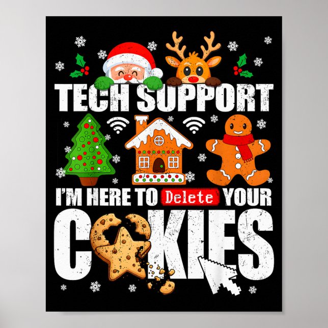 Affiche Tech Support Supprimez Vos Cookies Hommes Noël Sal (Devant)