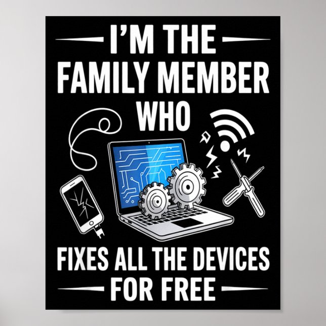Affiche Tech Suprt Design For Men, Boys, Dad. Funny Meme  (Devant)