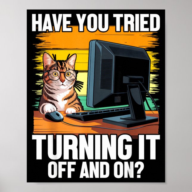 Affiche Tech Suprt Humour I Chat Ingénieur Informatique Il (Devant)