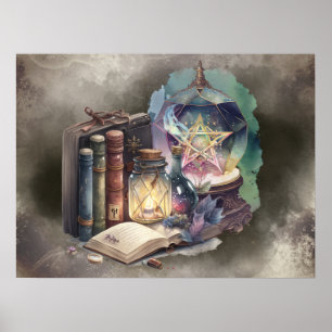 Affiche Técherie   Tomes du Spellbook Pastel et boule de c