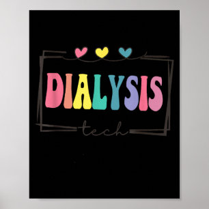 Affiche Technicien de dialyse aux coeurs vintage colorés N