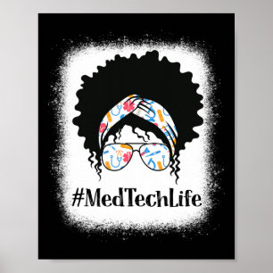 Affiche Technicien de laboratoire Afro noir chignon décoif